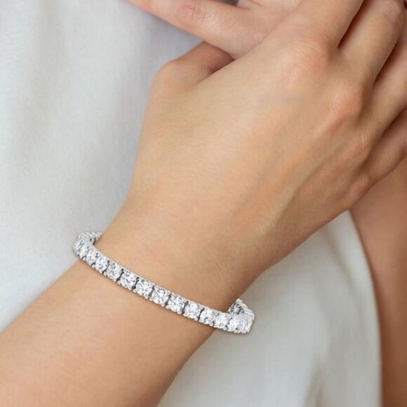 Elegant Sterling Silver CZ Tennis Bracelet - Picture 4 of 7